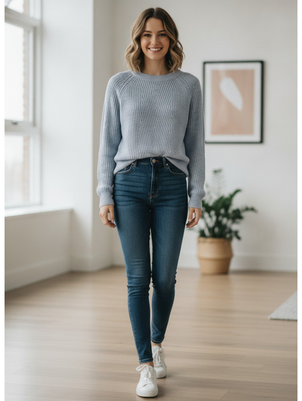 Aqua Cashmere Heather Blue Cashmere Pullover Sweater Size S